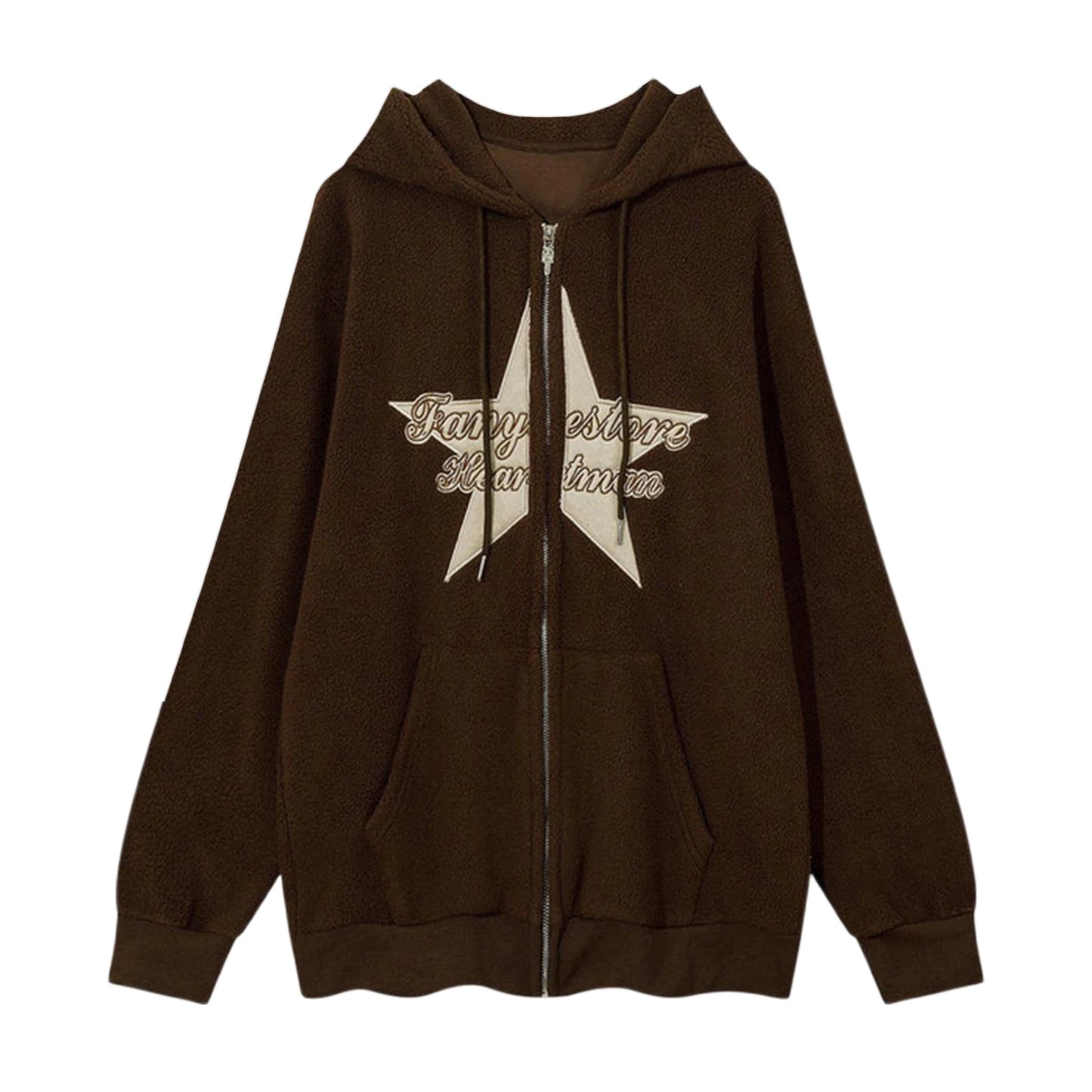Women’s Embroidered Star Hoodie – Cozy Long Sleeve Sweatshirt with Pockets