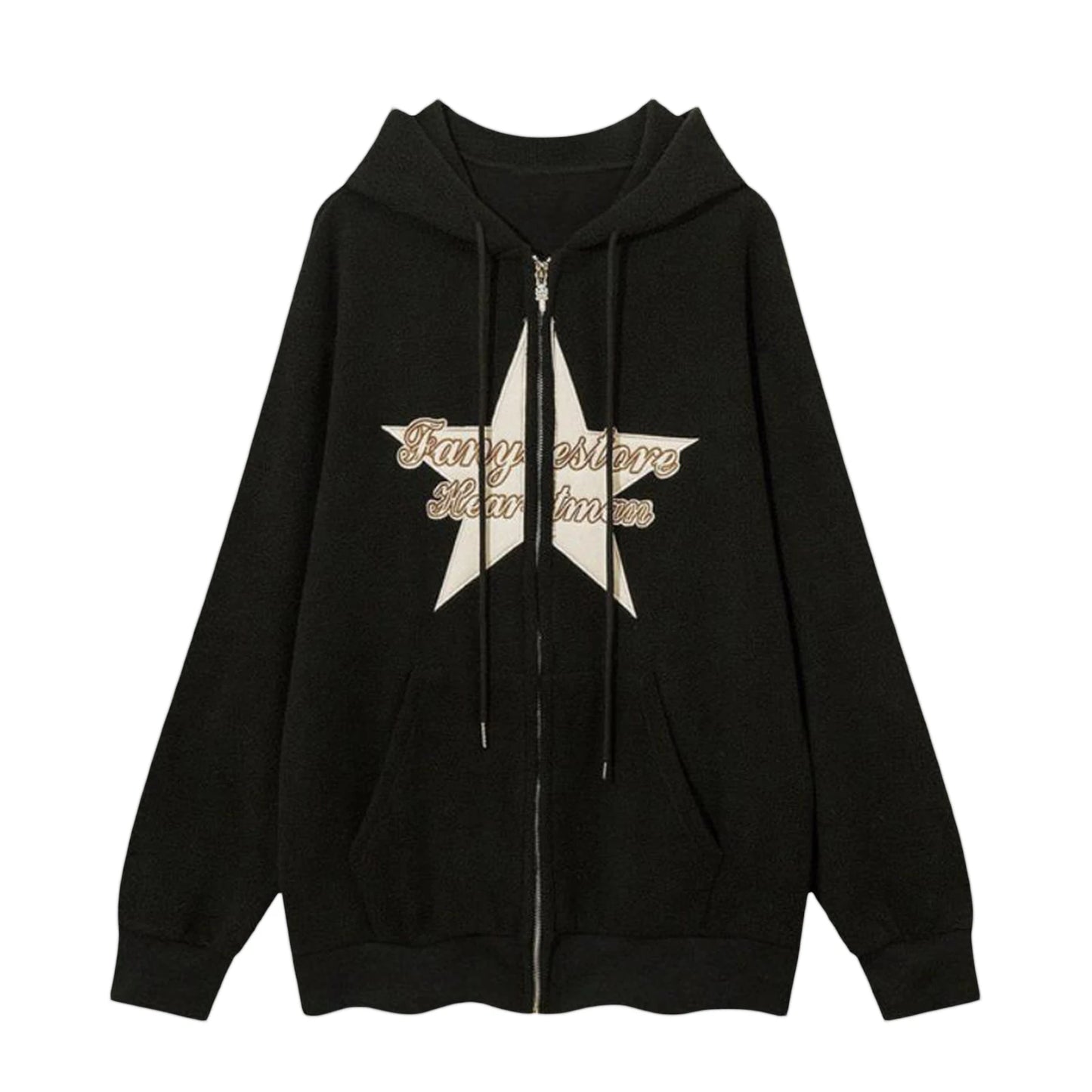 Women’s Embroidered Star Hoodie – Cozy Long Sleeve Sweatshirt with Pockets
