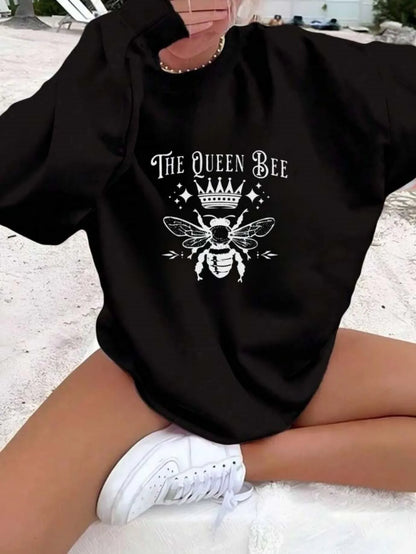 Queen Bee Graphic Sweatshirt - Women's Casual Crewneck Pullover