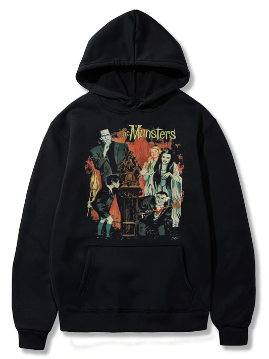 Men's black Frankenstein Halloween hoodie cotton sweatshirt front