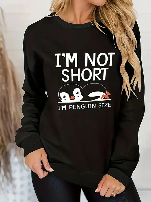 Funny short girl humor sweater with playful print
