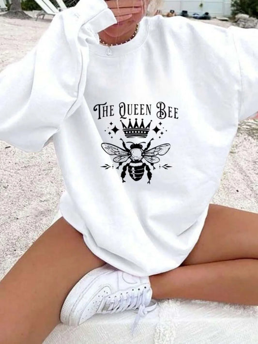 Black Queen Bee graphic print sweatshirt women's pullover