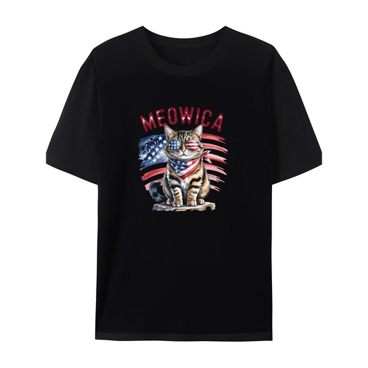 MEOWICA Printing Graphic Tees Cute Cat women T-shirts
