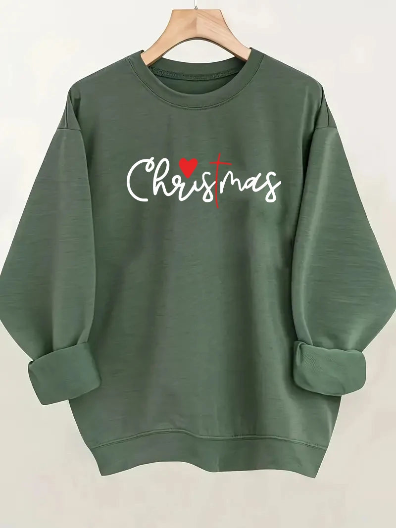 Christmas Printed Sweatshirt - Women's Festive Holiday Pullover