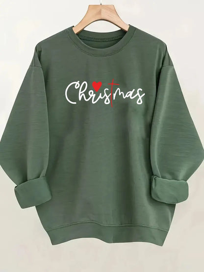 Christmas Printed Sweatshirt - Women's Festive Holiday Pullover