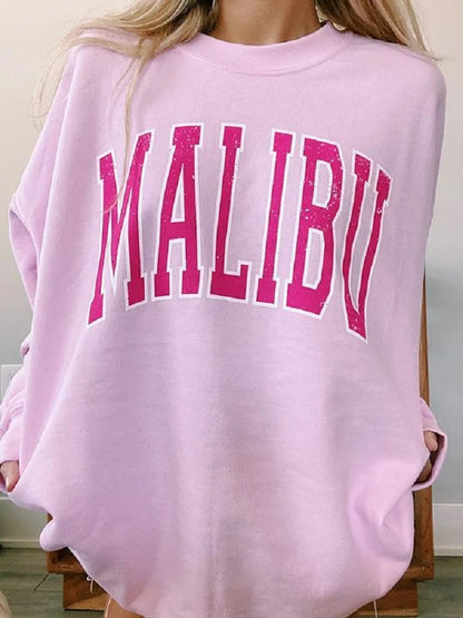 Oversized Harajuku Sweatshirt - Women's Letter Print Sweatshirt