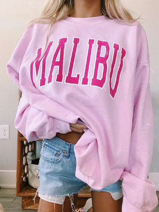 Oversized Harajuku Sweatshirt - Women's Letter Print Sweatshirt