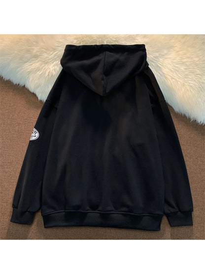 Women Patchwork Hoodie – Stylish Streetwear Cardigan with Pockets