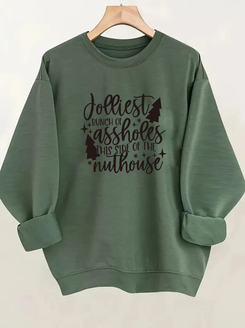Christmas Printed Sweatshirt - Women's Festive Holiday Pullover