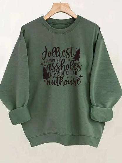 Christmas Printed Sweatshirt - Women's Festive Holiday Pullover