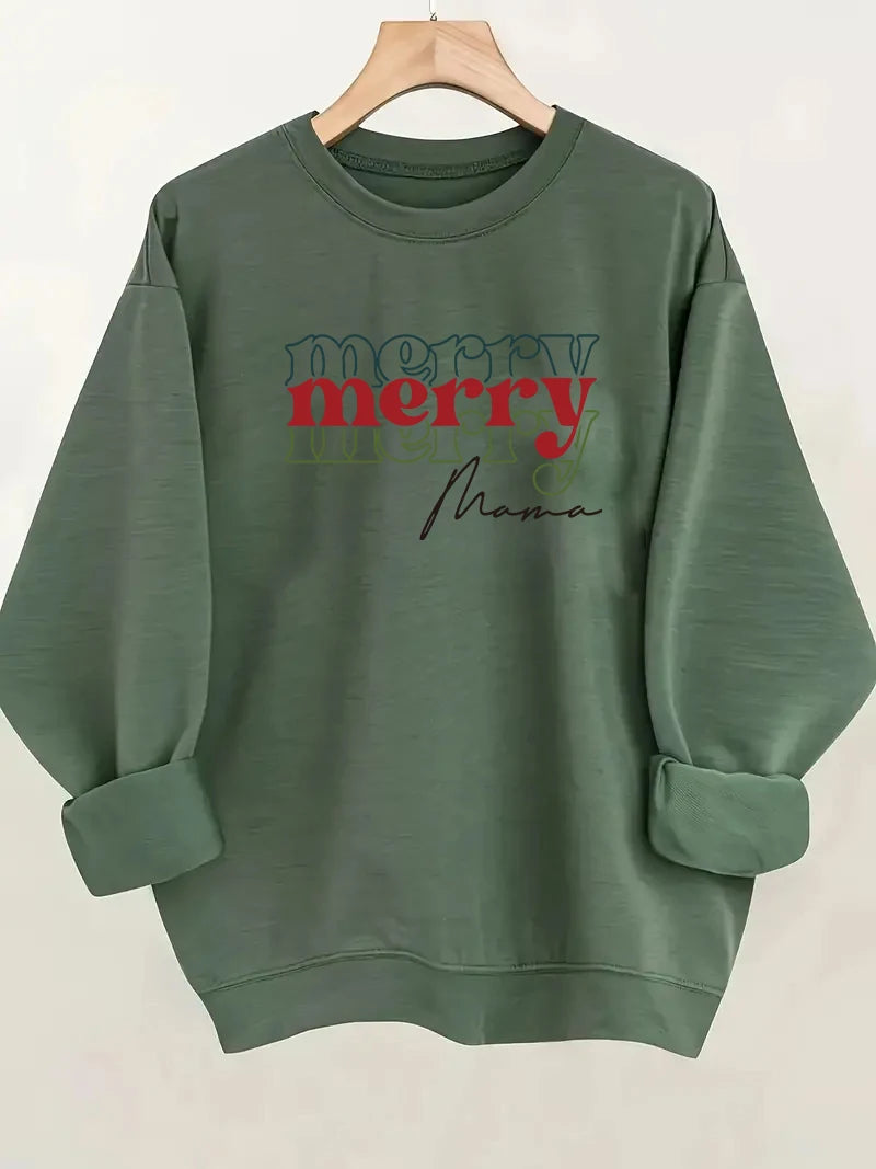 Christmas Printed Sweatshirt - Women's Festive Holiday Pullover