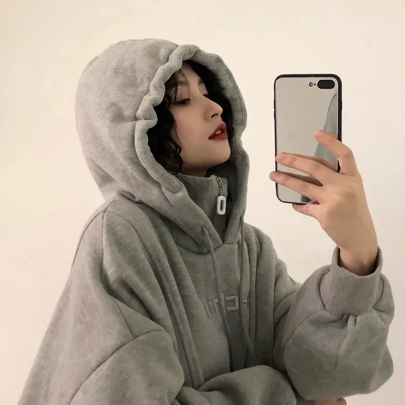 Oversized Hooded Sweater – Thick Winter-Ready Pullover for Women