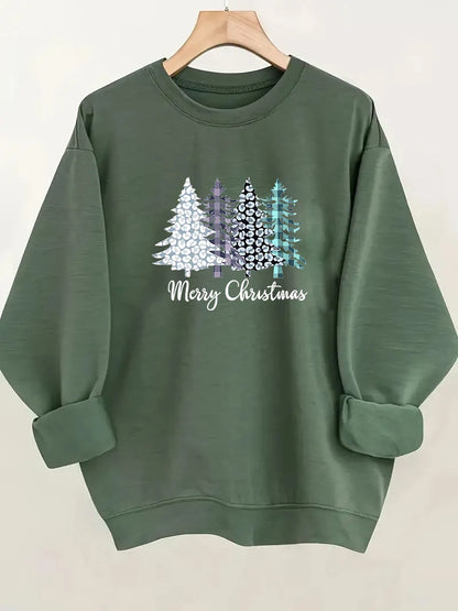 Christmas Printed Sweatshirt - Women's Festive Holiday Pullover