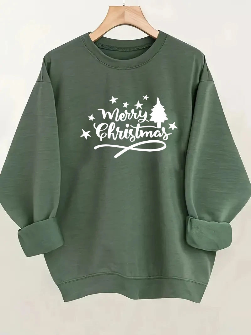 Christmas Printed Sweatshirt - Women's Festive Holiday Pullover