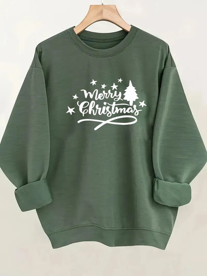 Christmas Printed Sweatshirt - Women's Festive Holiday Pullover
