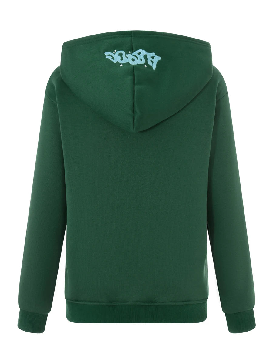 Letter Print Zip Hoodie - Men's Fleece Jacket with Pockets