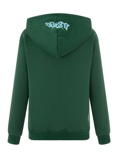 Letter Print Zip Hoodie - Men's Fleece Jacket with Pockets