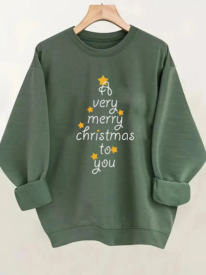 Christmas Printed Sweatshirt - Women's Festive Holiday Pullover