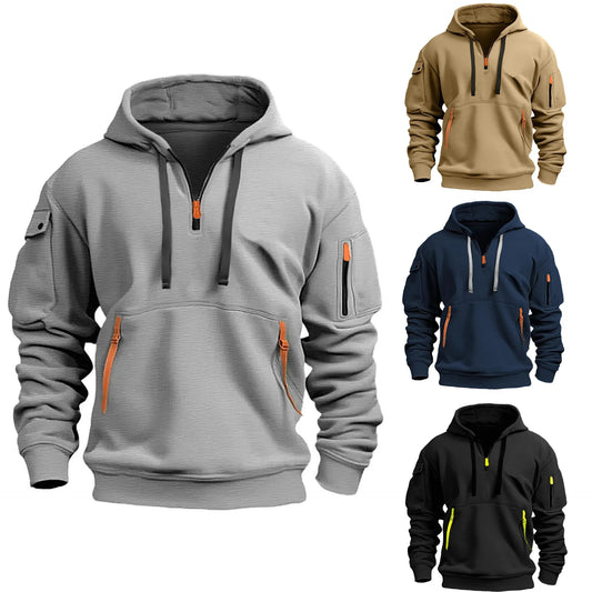 Multi-Pocket Zip Hoodie Men's - 2025 Utility Fleece Jacket