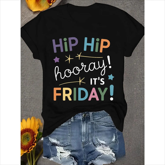 Colorful Friday celebration t-shirt with star graphics and bold typography – unisex soft cotton graphic tee | Weekend vibes apparel