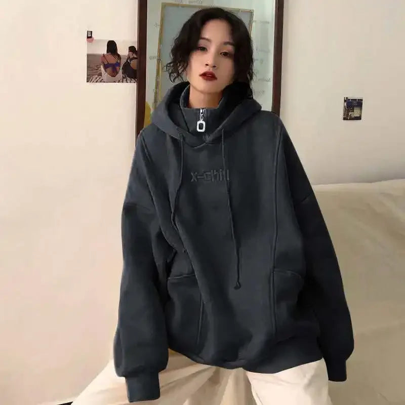 Oversized Hooded Sweater – Thick Winter-Ready Pullover for Women
