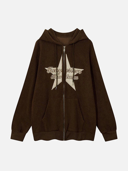 Women’s Embroidered Star Hoodie – Cozy Long Sleeve Sweatshirt with Pockets