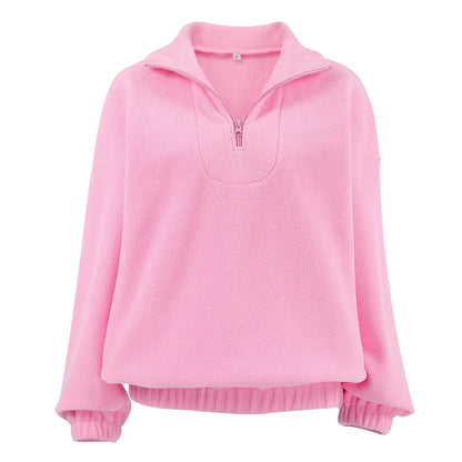 Y2K Solid Color Sweatshirt - Women's Loose Fit Pullover | 2025 Trend