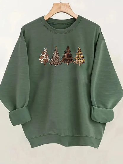 Christmas Printed Sweatshirt - Women's Festive Holiday Pullover
