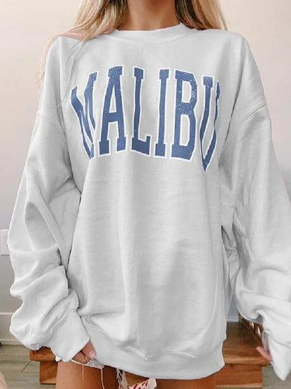 Oversized Harajuku Sweatshirt - Women's Letter Print Sweatshirt