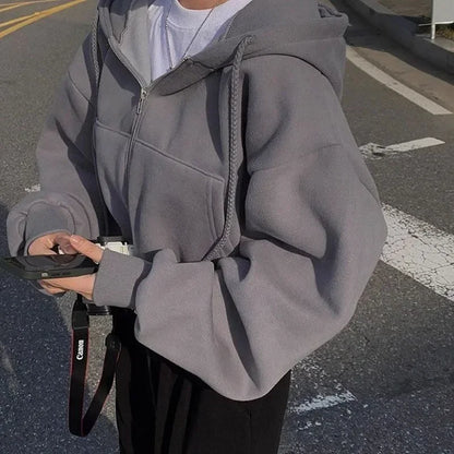 2025 Y2K Fashion Women’s Crop Top Hoodie – Autumn Long Sleeve Zipper Sweatshirt | Harajuku Streetwear