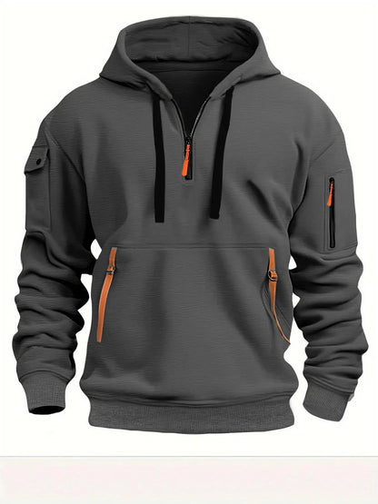 Multi-Pocket Zip Hoodie Men's - 2025 Utility Fleece Jacket