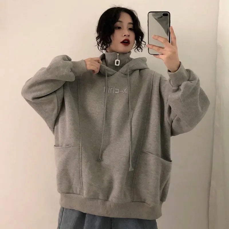 Oversized Hooded Sweater – Thick Winter-Ready Pullover for Women