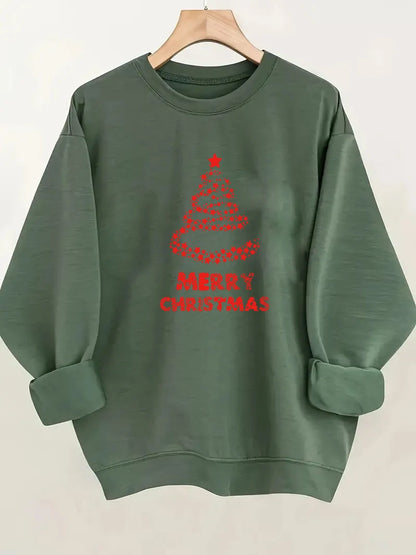 Christmas Printed Sweatshirt - Women's Festive Holiday Pullover