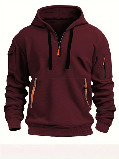 Multi-Pocket Zip Hoodie Men's - 2025 Utility Fleece Jacket