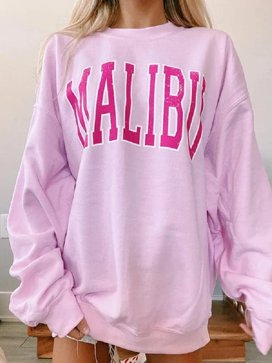 Pink oversized Harajuku sweatshirt with letter print streetwear