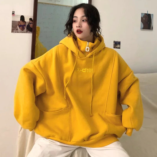 Oversized Hooded Sweater – Thick Winter-Ready Pullover for Women