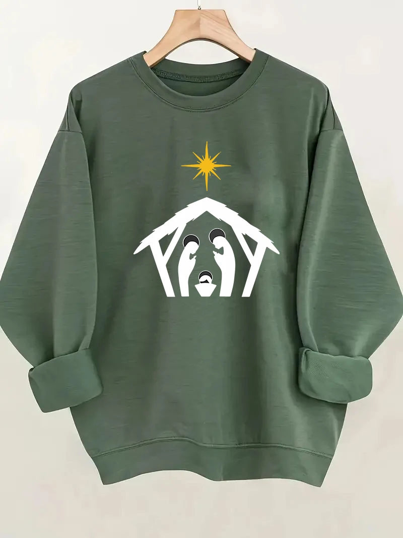 Christmas Printed Sweatshirt - Women's Festive Holiday Pullover