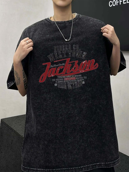 Vintage Washed Graphic Tee - Men's Y2K Cotton Harajuku T-Shirt
