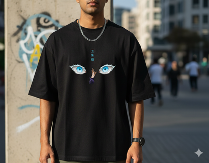 Satoru Gojo Oversized French Terry T-Shirt 240 GSM Unisex Premium Anime Streetwear