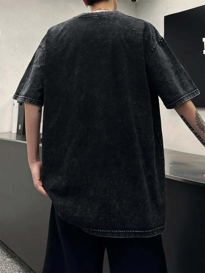 Vintage Washed Graphic Tee - Men's Y2K Cotton Harajuku T-Shirt