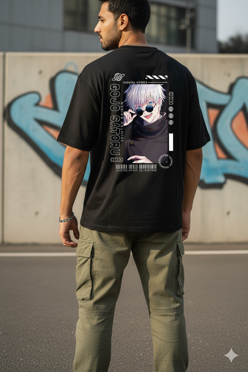 Satoru Gojo Oversized French Terry T-Shirt 240 GSM Unisex Premium Anime Streetwear