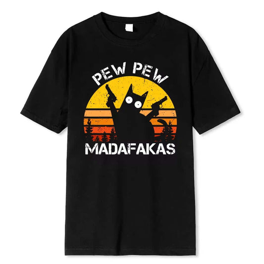 Meme cat t-shirt for men cotton tee